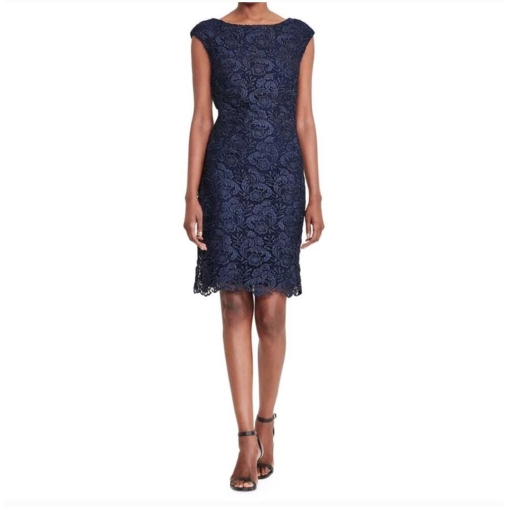 Lauren Ralph Lauren Navy Crochet Lace Sheath Dress